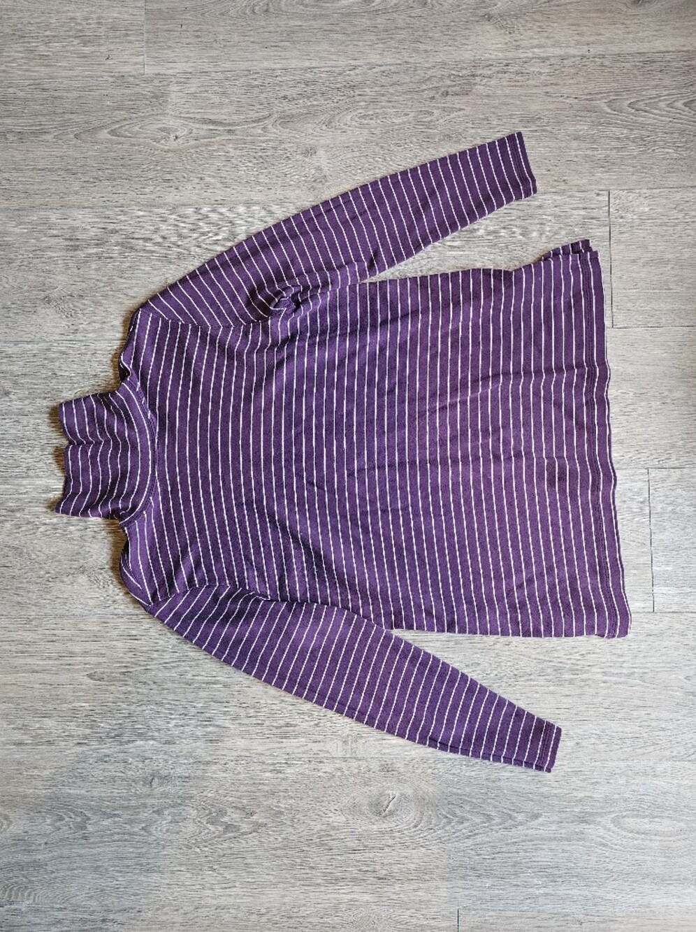 Lands' End Purple Striped Turtleneck Long Sleeve Top